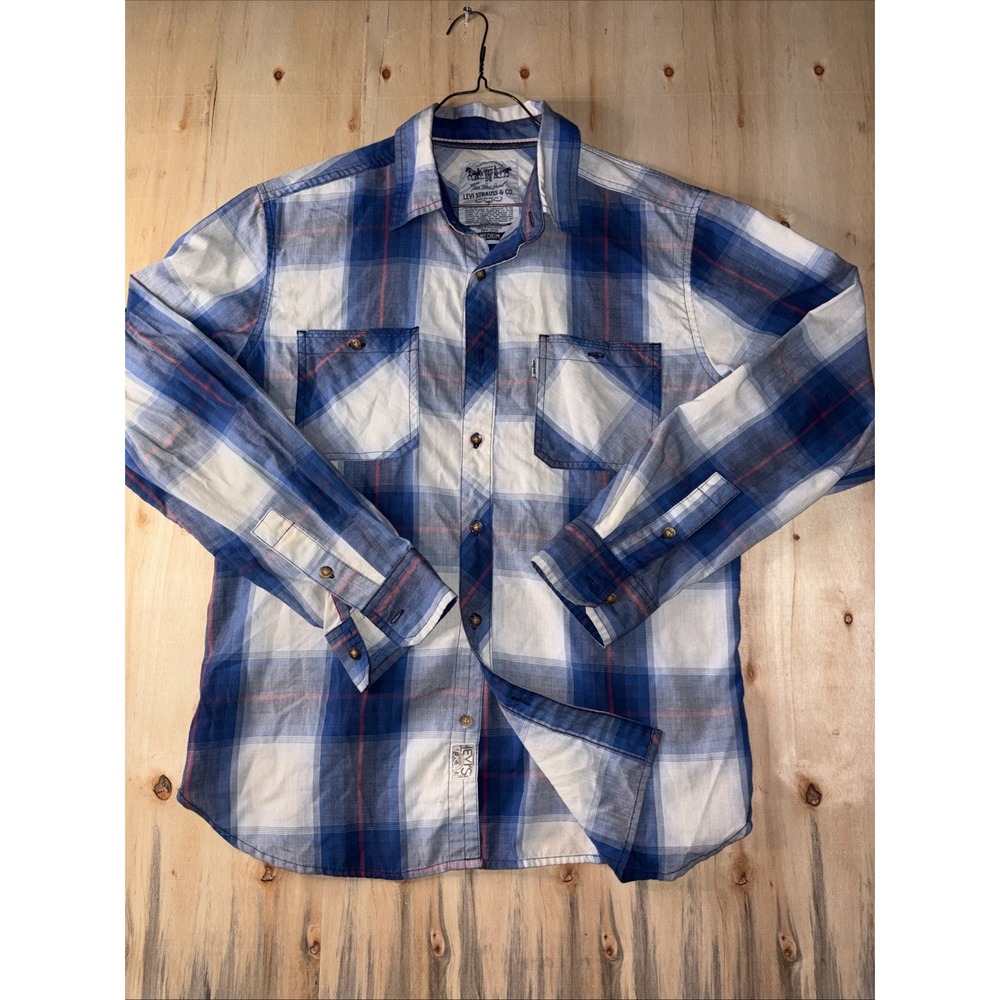 Levi Strauss Two Horse Brand Plaid Snap Button Western Shirt Size Medium - Picture 1 of 5